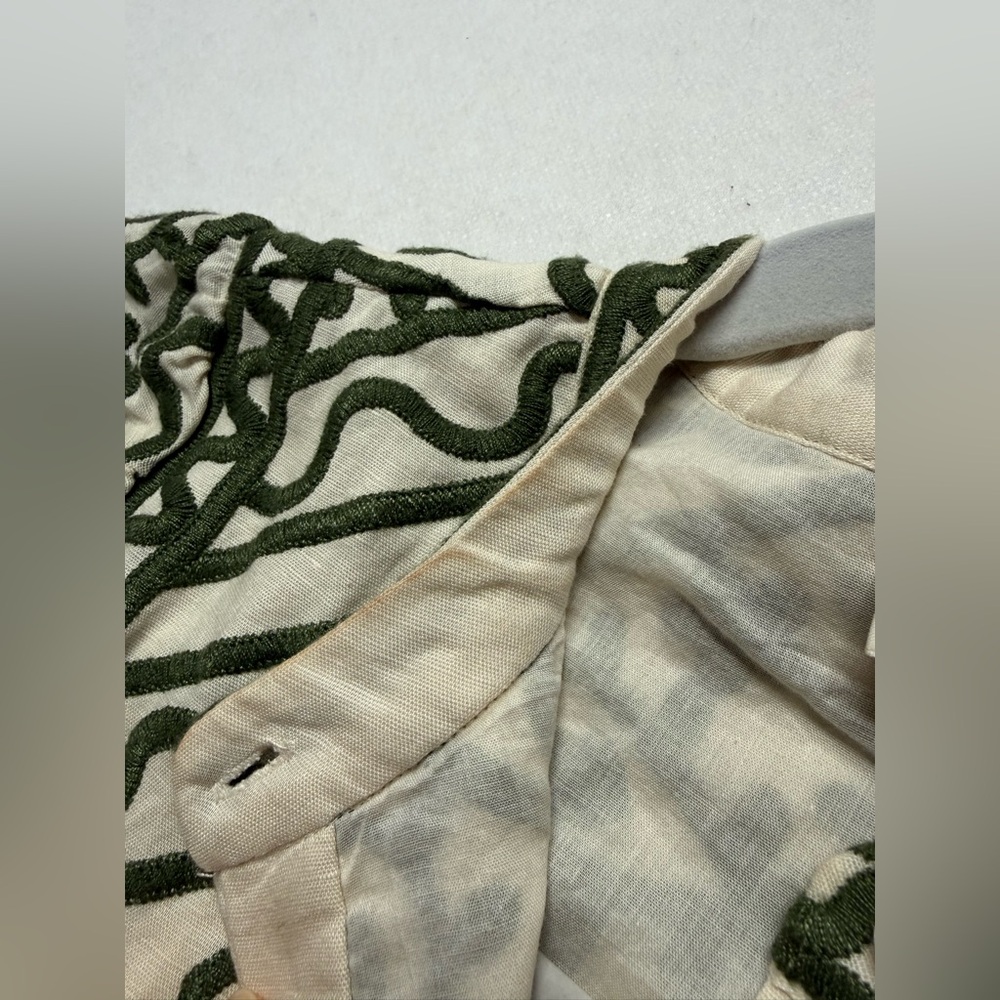 Sézane Silvana dress in a green geometric pattern ecru green - Picture 16 of 16